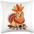 Thanksgiving Turkey Golden Retriever GR Goldie Throw Pillow by Unknown
