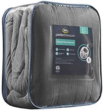 Serta Heated Blanket - Reversible Fleece to Sherpa Electric Blanket, Fast Heating, Auto Shut Off Timer, Multi Heat Setting, ETL Certified, Machine Washable, Grey King 90"x 100"