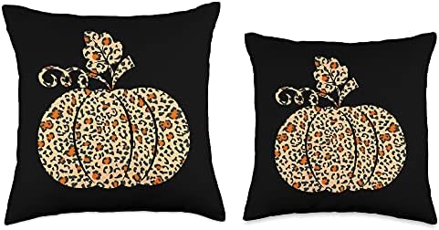 Leopard or Cheetah Print Pumpkin Halloween Thanksgiving Fall Throw Pillow - Image 3
