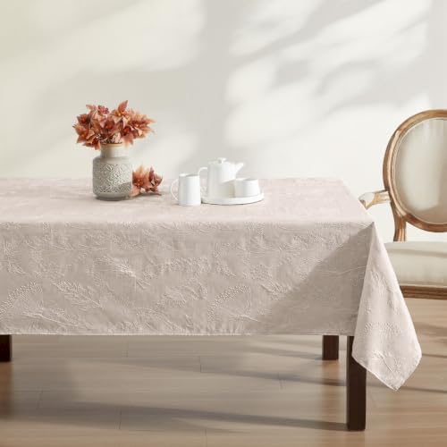 Laura Ashley Raised Embroidered Tablecloth, 60" x 84", Cynthia Beige - Image 2