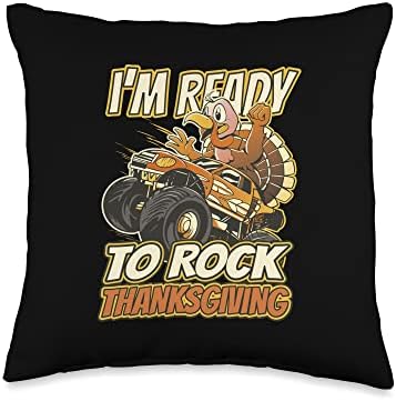 I`m Ready To Rock Thanksgiving Turkey Car Bird Throw Pillow by Unknown