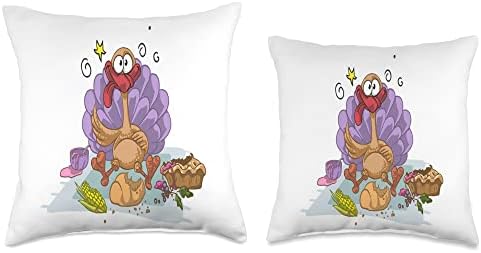 FUNNY THANKSGIVING SHIRT. TURKEY EATING DINNER, STUFFED Throw Pillow - Image 3