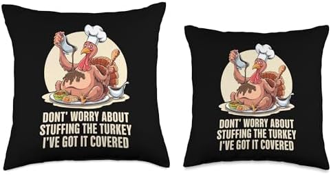 Funny Thanksgiving Turkey Stuffing It's Face Turkey Day Fan Throw Pillow - Image 3