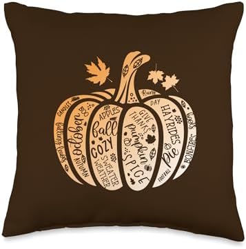 Pumpkin Spice Cozy Season Fall Thanksgiving Design Throw Pillow by Unknown