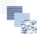 Hudson Baby Unisex Baby Cotton Flannel Receiving Blankets 4-Pack, Cute Whales, One Size by HudsonBaby