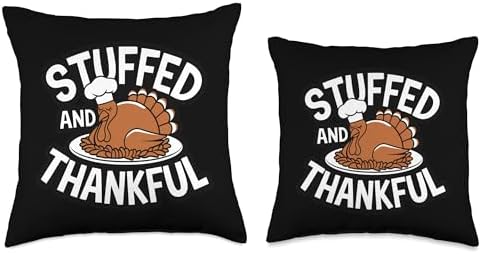 Thanksgiving Turkey Stuffed And Thankful Thanksgiving Throw Pillow - Image 3