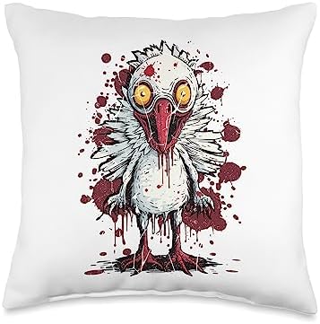 Creepy Zombie Creepy Turkey Thanksgiving Halloween Turkey Zombie | Creepy Thanksgiving Halloween Throw Pillow, 16x16, Multicolor by Unknown