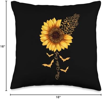 Bat Vibes Only Sunflower Halloween Thanksgiving Throw Pillow - Image 4
