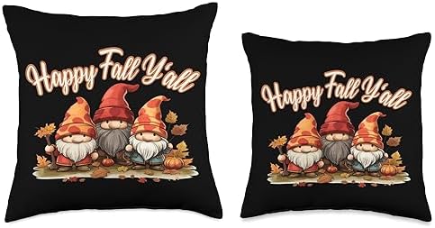 Thanksgiving Outfit Tree Fall Gnomes Cute Gnomes Fall Y'all Happy Thanksgiving Throw Pillow, 18x18, Multicolor - Image 3