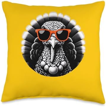 Cool Thanksgiving Turkey Bird Wearing Sunglasses Graphic Art Throw Pillow by Unknown