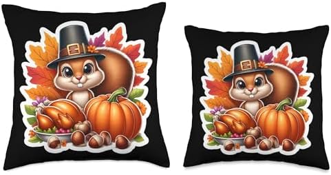 Thanksgiving Squirrel Fall Autumn Cottagecore Pumpkin Cute Throw Pillow - Image 3