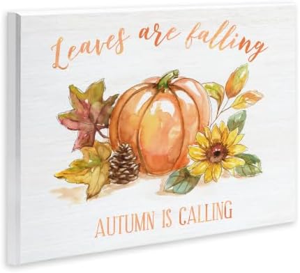 Stupell Industries Leaves Falling Autumn Calling Sentiment Pumpkin Pinecone Sunflower - Image 2