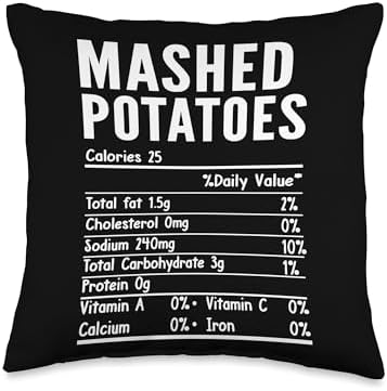 Mashed Potatoes Nutrition Facts Thanksgiving Family Matching Throw Pillow by Unknown