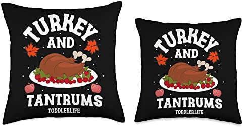 Thanksgiving Turkey and Tantrums Toddlerlife Throw Pillow - Image 3