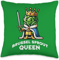 Brussel Sprout Queen Funny Thanksgiving Side Vegetable Throw Pillow by Unknown