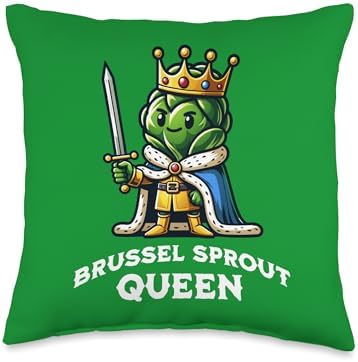 Brussel Sprout Queen Funny Thanksgiving Side Vegetable Throw Pillow by Unknown