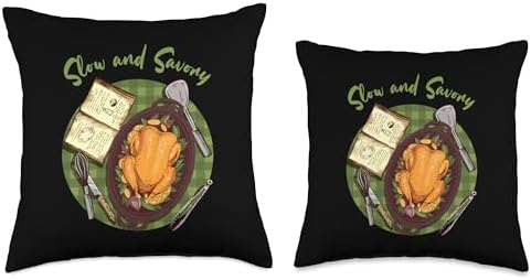 Slow and Savory Crockpot Casserole Thanksgiving Food Lover Throw Pillow - Image 3