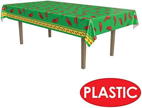 Beistle Chili Pepper Tablecovers, 54” x 108”, 2 Pieces – Plastic Table Cloth, Rectangular Tablecloth, Cinco De Mayo Tablecloth, Fiesta Party Decorations, Cinco De Mayo Decorations,Green/Red/Yellow - Image 3