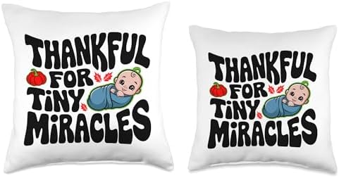Thankful For Tiny Miracles, Family Kids Thanksgiving Throw Pillow - Image 3