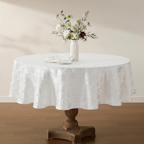 Lenox Laurel Leaf Tablecloth, White - 70"W x 86"L Oval - Image 2