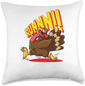Funny Thanksgiving Turkey RUNNN Holiday Humor Throw Pillow by Unknown