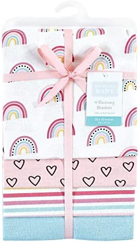 Hudson Baby Unisex Baby Cotton Flannel Receiving Blankets, Modern Rainbow, One Size - Image 2