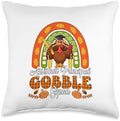 Assistant Principal Gobble Squad Thanksgiving Turkey Rainbow Throw Pillow by Unknown