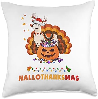 Mr Boo Christmas Turkey Santa Llama Halloween Thanksgiving Christmas Throw Pillow, 18x18, Multicolor by Unknown