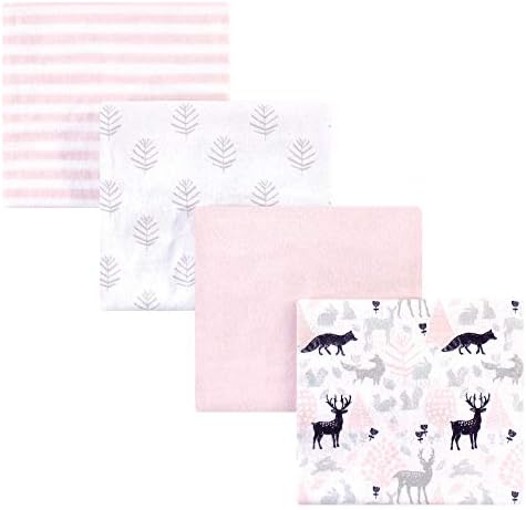 Hudson Baby Unisex Baby Cotton Flannel Receiving Blankets, Linocut Woodland Girl, One Size by HudsonBaby