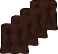 Sweet Home Collection Chair Cushion Crushed Memory Foam Pads Premium Slip Non Skid Microdot Rubber Back Tufted 16" x 16" x 3.25" Thick Seat Cover, 4 Count (Pack of 1), Chocolate Brown by SweetHomeCollection