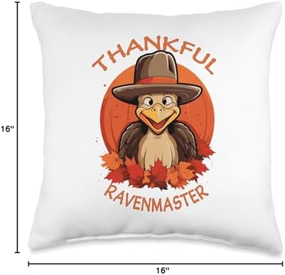 RAVENMASTER Gifts Ravenmaster Funny Thanksgiving Turkey & Fall Throw Pillow, 16x16, Multicolor - Image 4