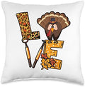 Love Thanksgiving Day Dentist Turkey Dental Assistant Throw Pillow by Unknown