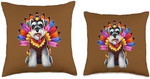 Miniature Schnauzer Turkey Funny Thanksgiving Animal Dog Pet Throw Pillow - Image 3