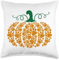 Halloween Pumpkin Dog Cat Paw Print Pet Lover Thanksgiving Throw Pillow by Unknown