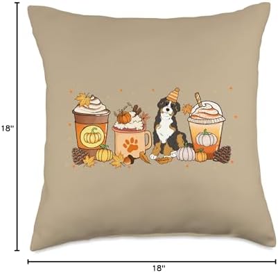 Bernedoodle Coffee Pumpkin Spice Dog Lover Fall Thanksgiving Throw Pillow - Image 4