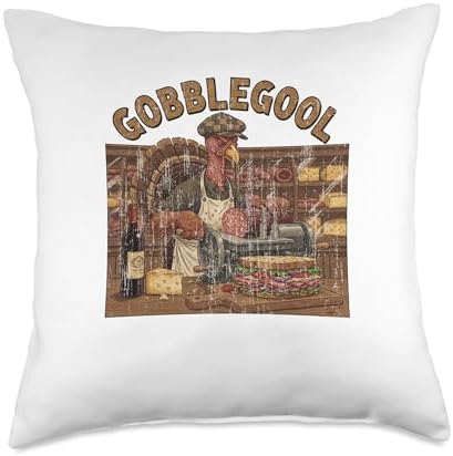 Gobblegool Turkey Thanksgiving Vintage Throw Pillow by Unknown