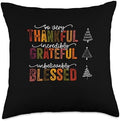 Thankful Grateful Blessed Thankful Blessed Tree Thanksgiving Throw Pillow by Unknown