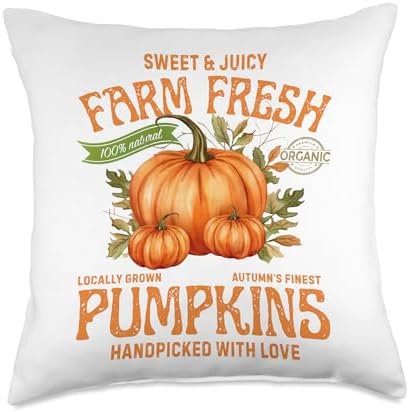 Vintage Pumpkin Fall Women Autumn Graphic Thanksgiving Gift Throw Pillow by Unknown