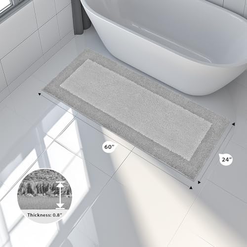 anllugs Bathroom Rugs, 24" x 60" Soft Bath Rugs, Light Grey & Grey