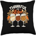 Autumn Foliage Fall Leaves Shirt Pumpkin Decor Thankful for Wine Funny Thanksgiving Dinner Autumn Fall Throw Pillow, 18x18, Multicolor by Unknown
