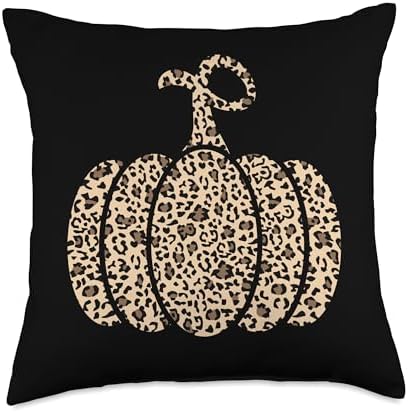 Leopard or Cheetah Print Pumpkin Halloween Thanksgiving Fall Throw Pillow by Unknown