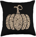 Leopard or Cheetah Print Pumpkin Halloween Thanksgiving Fall Throw Pillow by Unknown