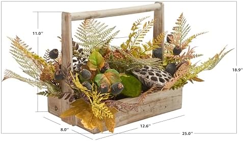 SAFAVIEH Home Collection 25-inch Decorative Artificial Lotus & Fern Arrangement Wood Planter (Fully Assembled) - Image 4
