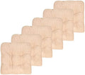 Sweet Home Collection Chair Cushion Crushed Memory Foam Pads Premium Slip Non Skid Microdot Rubber Back Tufted 16" x 16" x 3.25" Thick Seat Cover, 6 Count (Pack of 1), Linen 3 by SweetHomeCollection