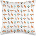 Cute Fall Thanksgiving Brown Leaves Autumn Mushrooms Throw Pillow by Unknown