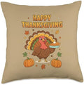 Happy Thanksgiving Turkey Holding Pie, Cute Turkey Day Throw Pillow by Unknown