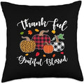 Autumn Fall Thanksgiving Thankful Grateful Blessed Pumpkin Throw Pillow by Unknown