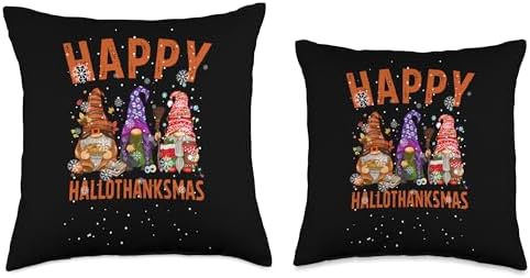 Halloween Thanksgiving Xmas Gnome Costume Happy Hallothanksmas Halloween Thanksgiving Xmas Gnome Throw Pillow, 18x18, Multicolor - Image 3