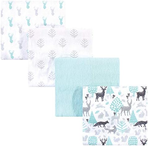 Hudson Baby Unisex Baby Cotton Flannel Receiving Blankets, Linocut Woodland, One Size by HudsonBaby