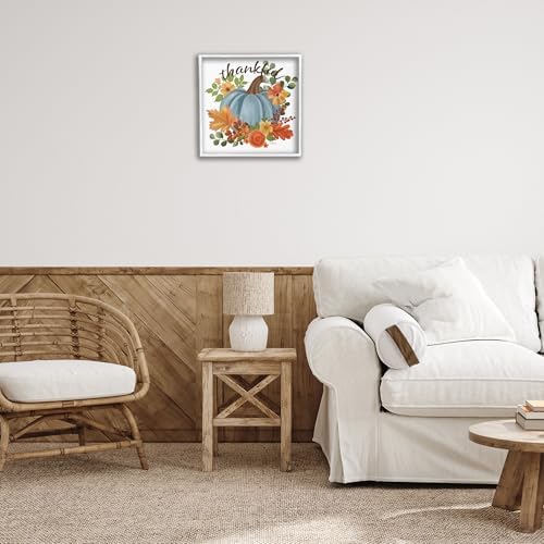 Autumnal Thankful Pumpkin Floral, 17 x 17 Inch Framed Giclée Print - Image 3
